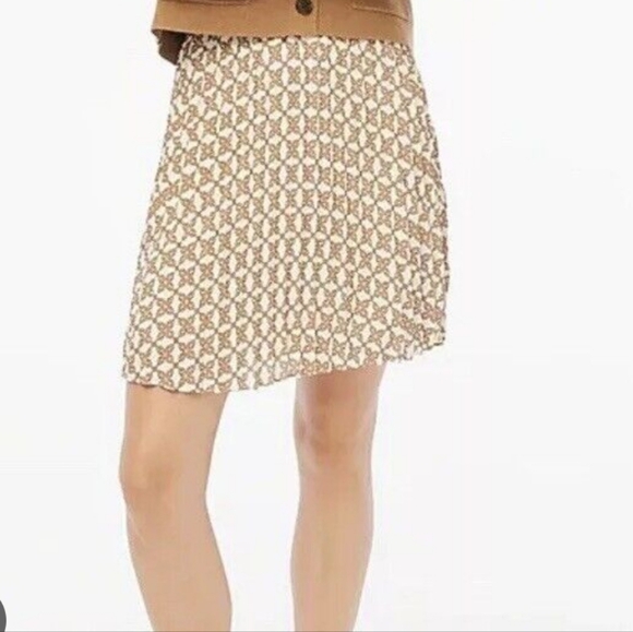 J. Crew Accordion Pleated Mini Skirt Brown Cream Size 14 CC844 - Picture 3 of 16